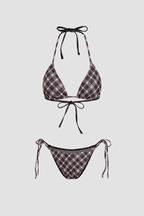 Pharıssa Damalı 3'lü Bikini Takımı