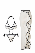 Pharıssa Siyah Beyaz Bikini & Pareo Takımı