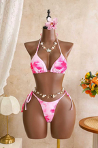 Pharıssa Pembe Çiçekli Bikini & Pareo Takımı