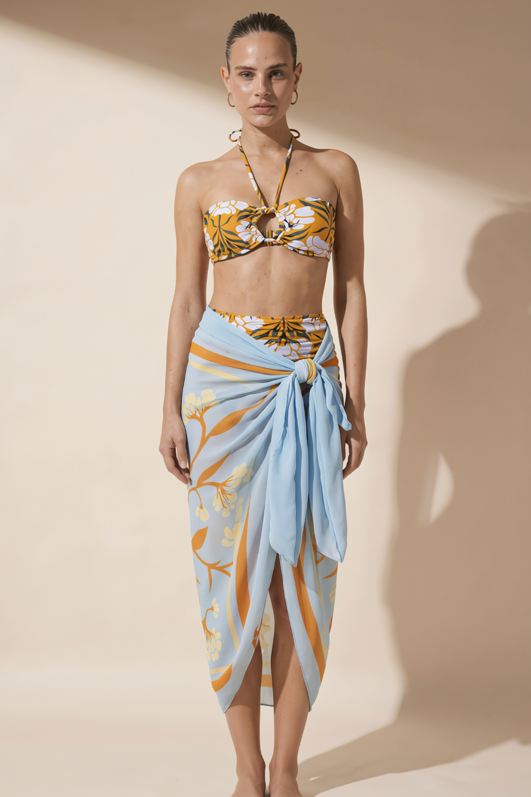 Pharıssa Fresh Print Long Skirt Three Piece Swim Set