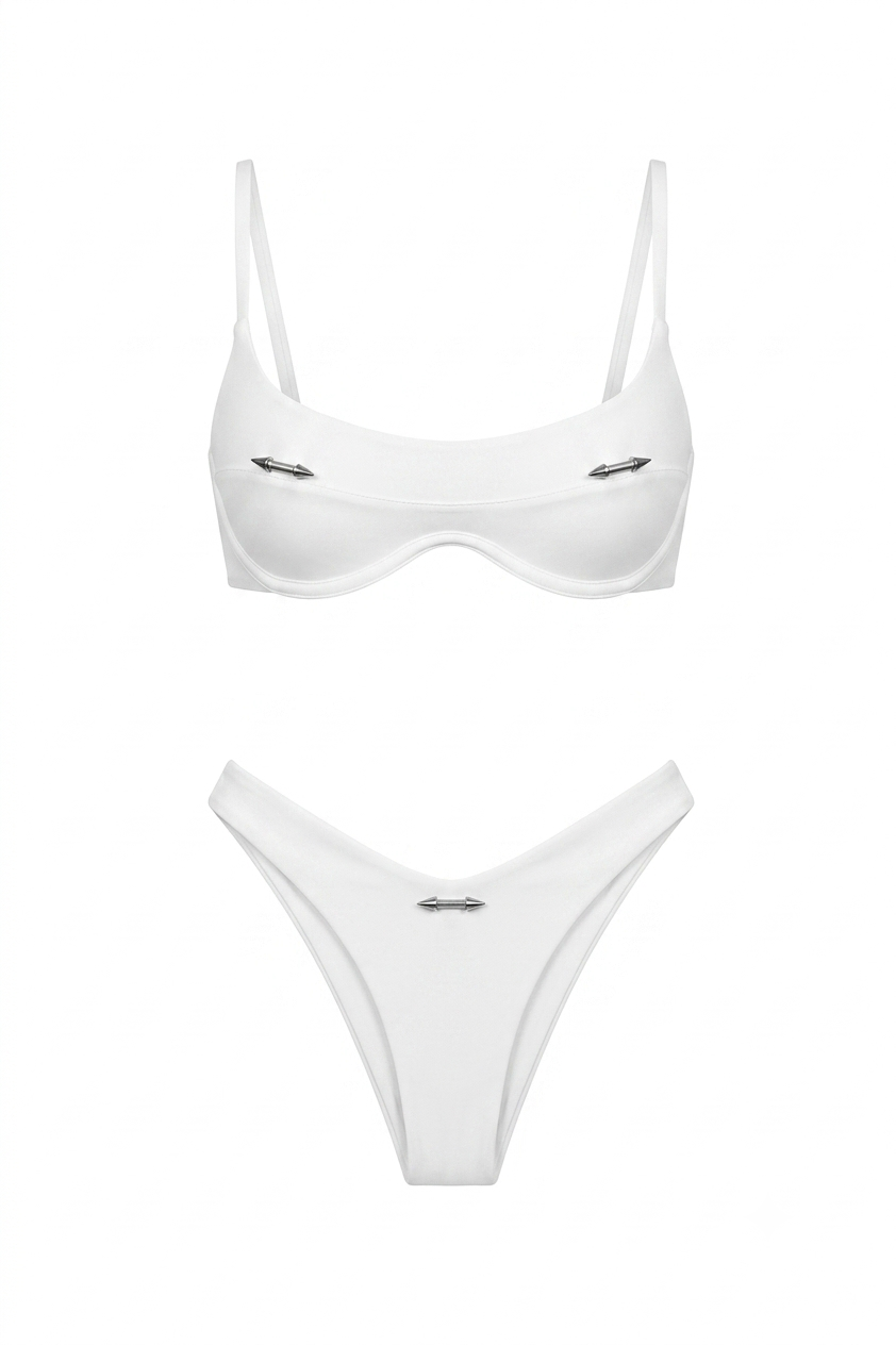 Pharıssa Chic Solid Lace Up Underwire Two Piece Bikini Sets