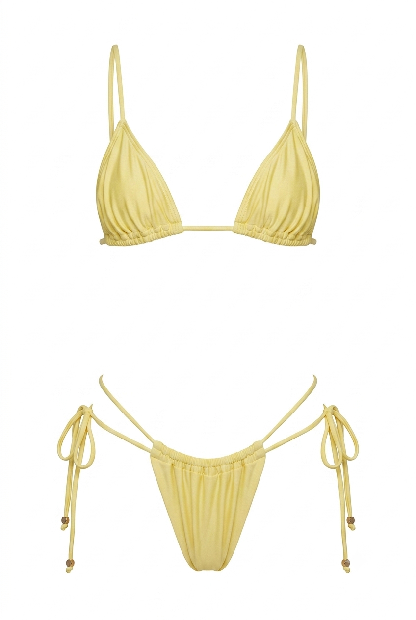 Pharıssa Chic Solid Stretchy Tie Back Push Up Bikini Sets