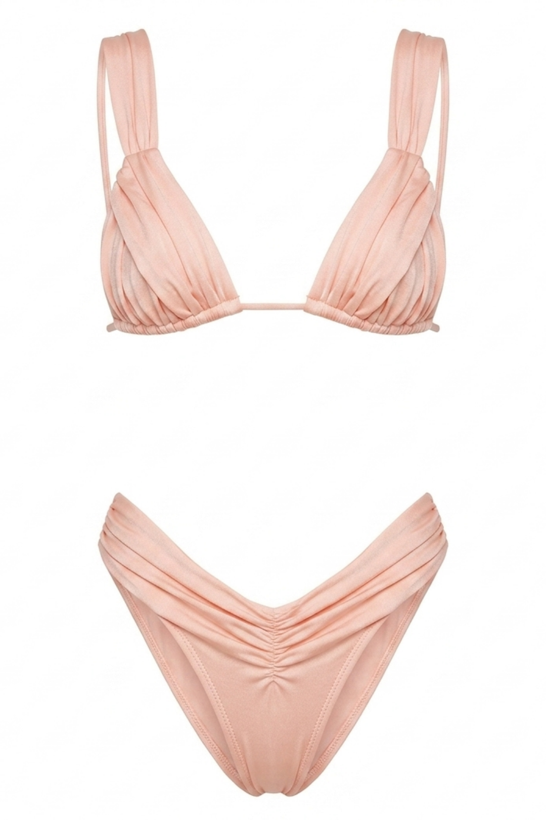 Pharıssa Chic Solid Push Up Ruched Two Piece Bikini Set