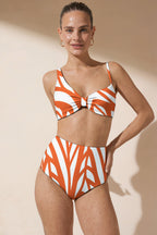Pharıssa Turuncu Desenli Bikini & Pantolon Takımı