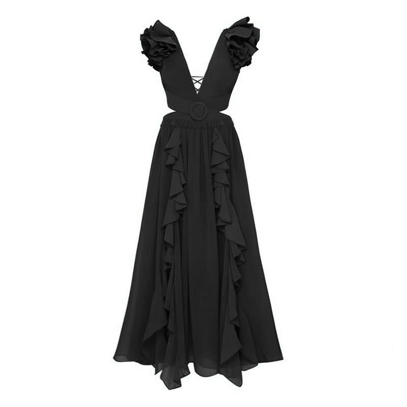 Pharıssa Midnight Ruffle Swimsuit & Pareo Set