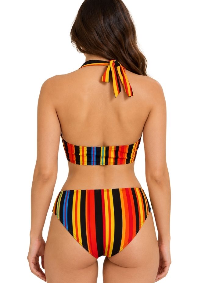 Pharıssa Riviera Çizgili Bikini & Kimono Takımı