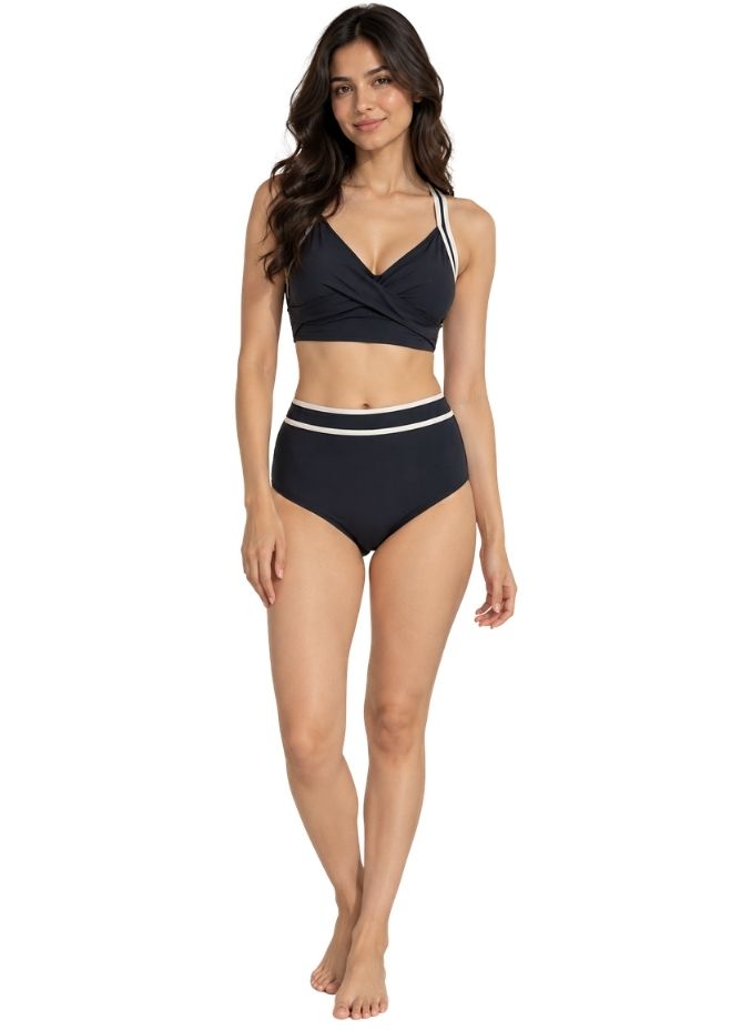 Pharıssa Noir Contrast Yüksek Bel Bikini Takımı