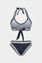 Pharıssa Siyah Beyaz Zikzak Biyeli Bikini