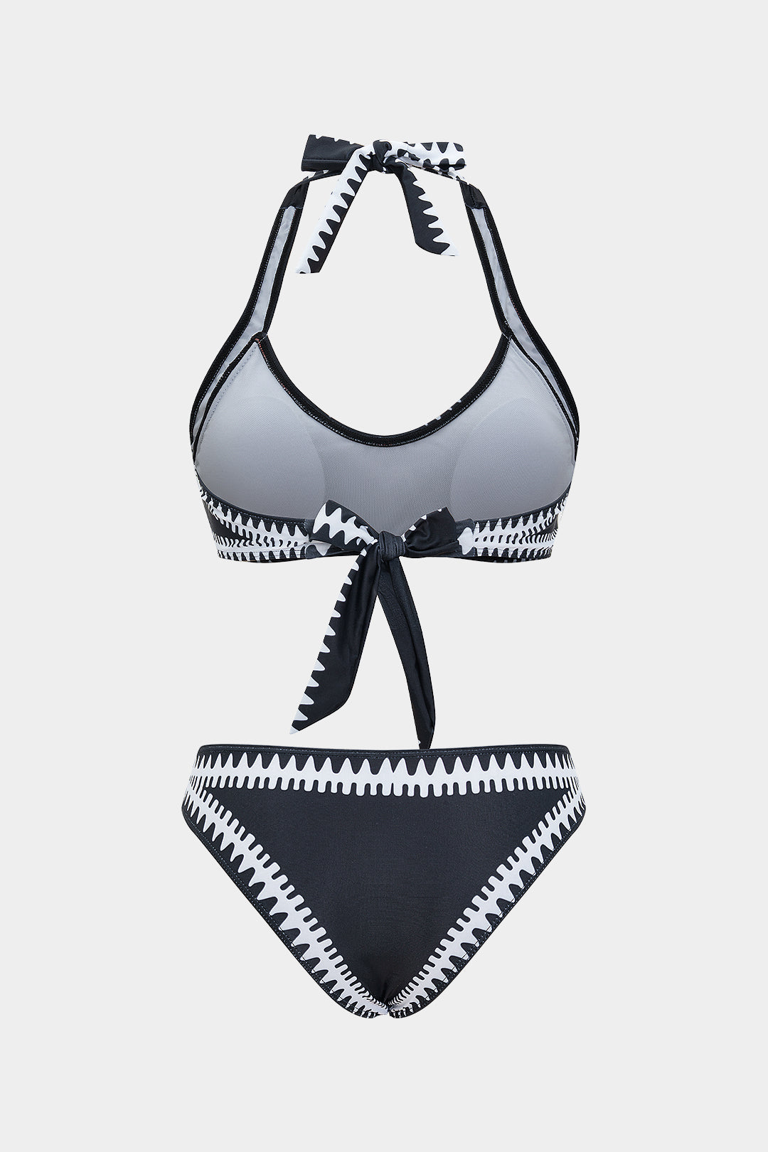 Pharıssa Siyah Beyaz Zikzak Biyeli Bikini