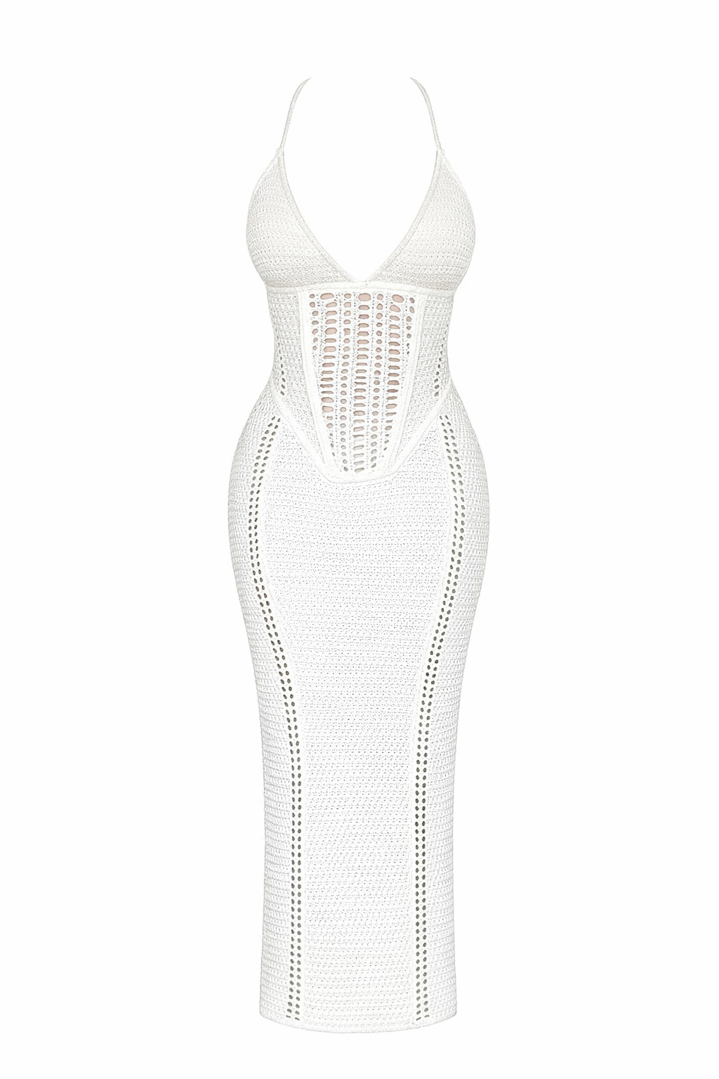 Pharıssa Ivory Crochet Corset Cover-Up Dress