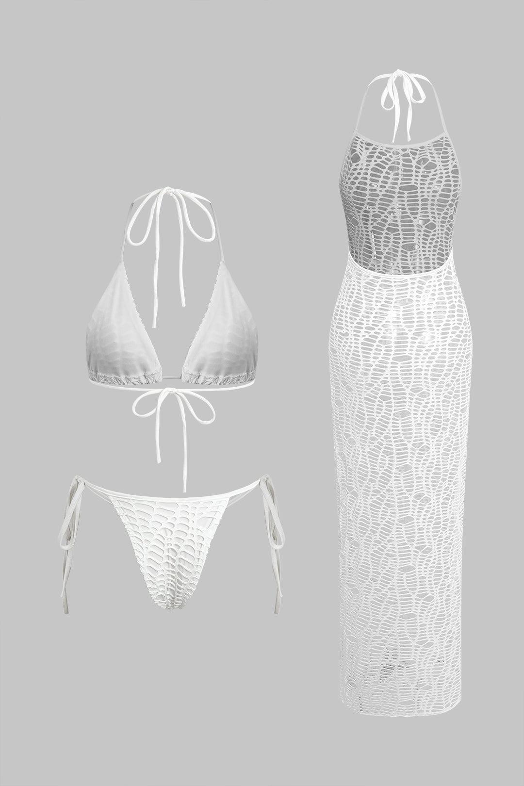 Pharıssa Beyaz Bikini & File Elbise Takımı