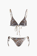 Pharıssa Karamel Zebra Desenli Üçgen Bikini