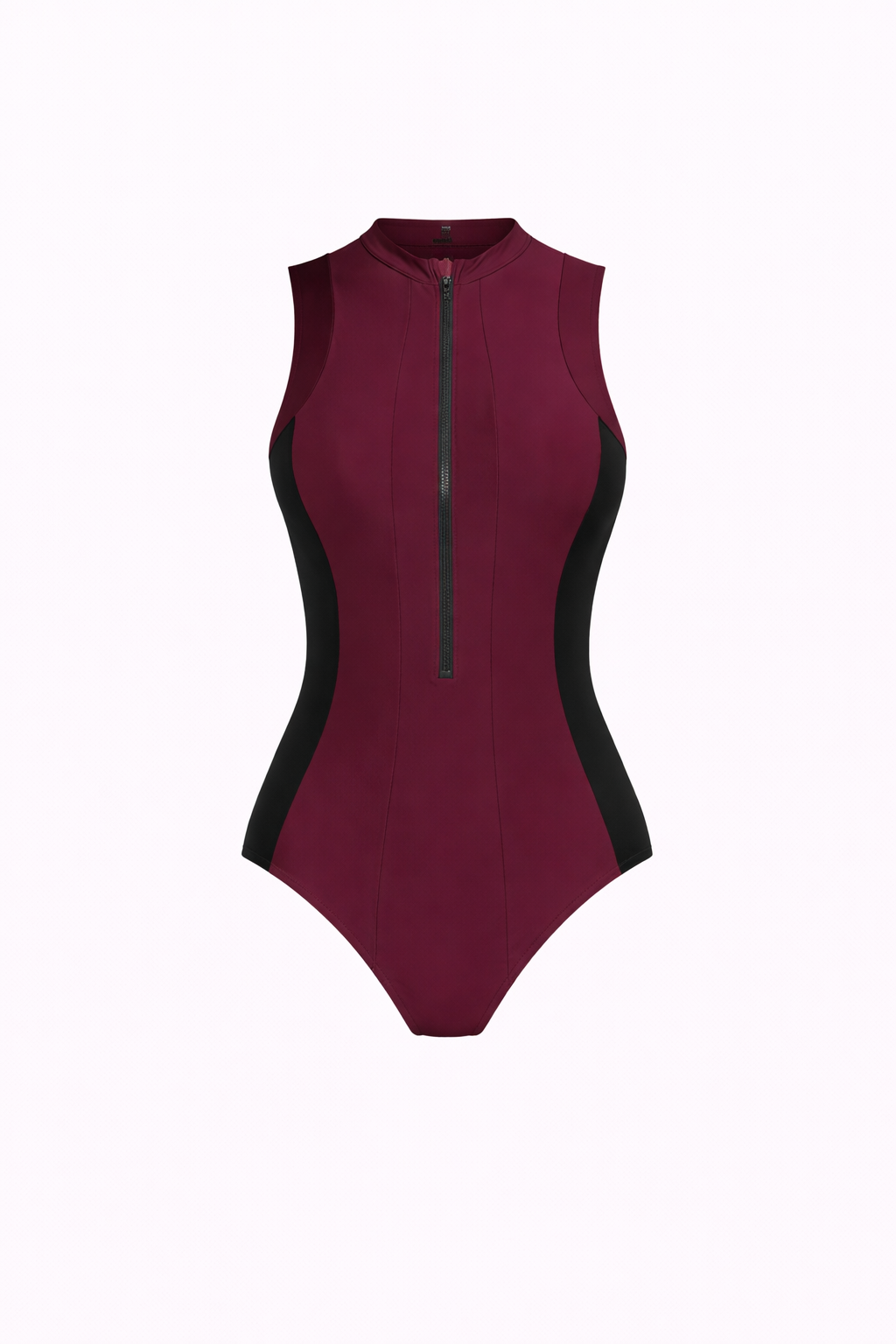 Pharıssa Burgundy Zip-Front Swimsuit