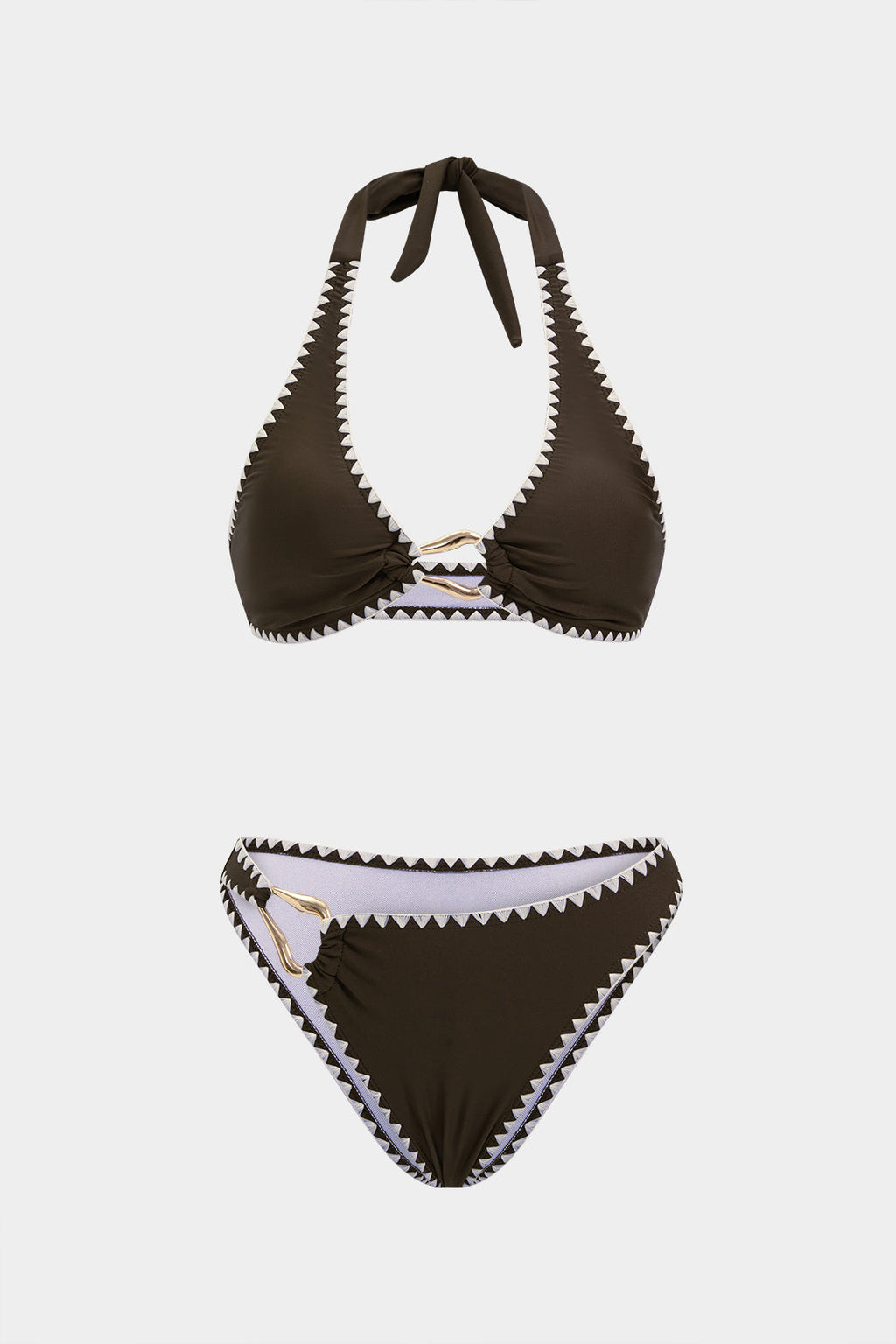 Pharıssa Kontrast Biyeli Halter Yaka Bikini Takımı