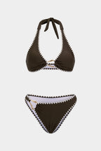 Pharıssa Kontrast Biyeli Halter Yaka Bikini Takımı