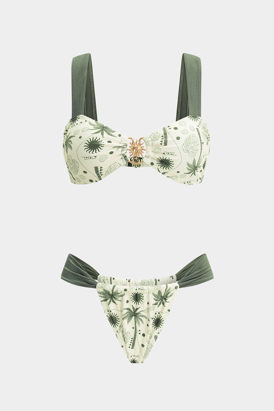 Pharıssa Contrast Coconut Palm Print Bikini Set