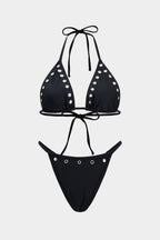 Pharıssa Siyah Metal Halkalı Üçgen Bikini