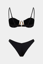 Pharıssa Siyah Gold Aksesuarlı Bikini