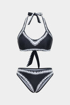 Pharıssa Siyah Beyaz Zikzak Biyeli Bikini