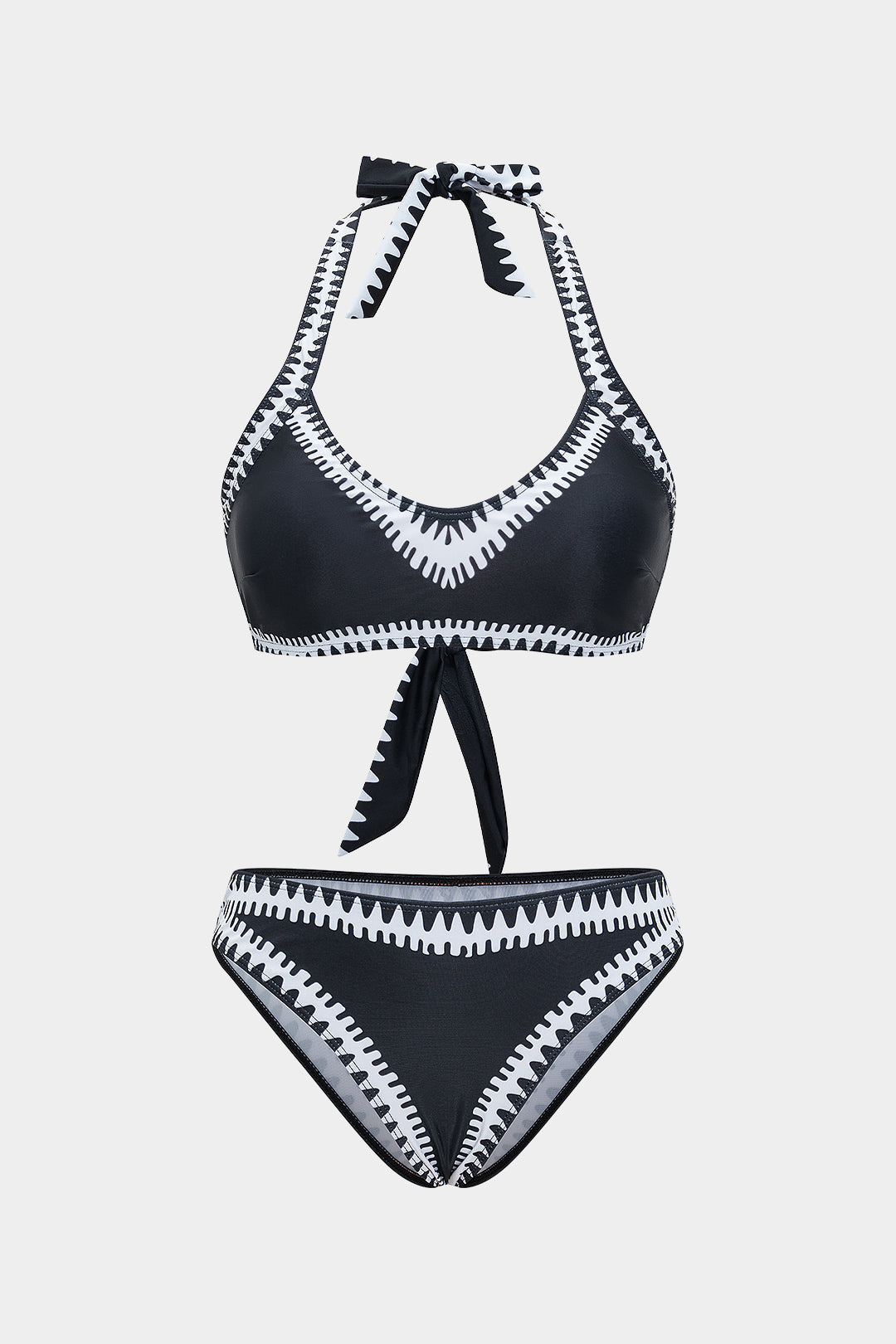 Pharıssa Siyah Beyaz Zikzak Biyeli Bikini