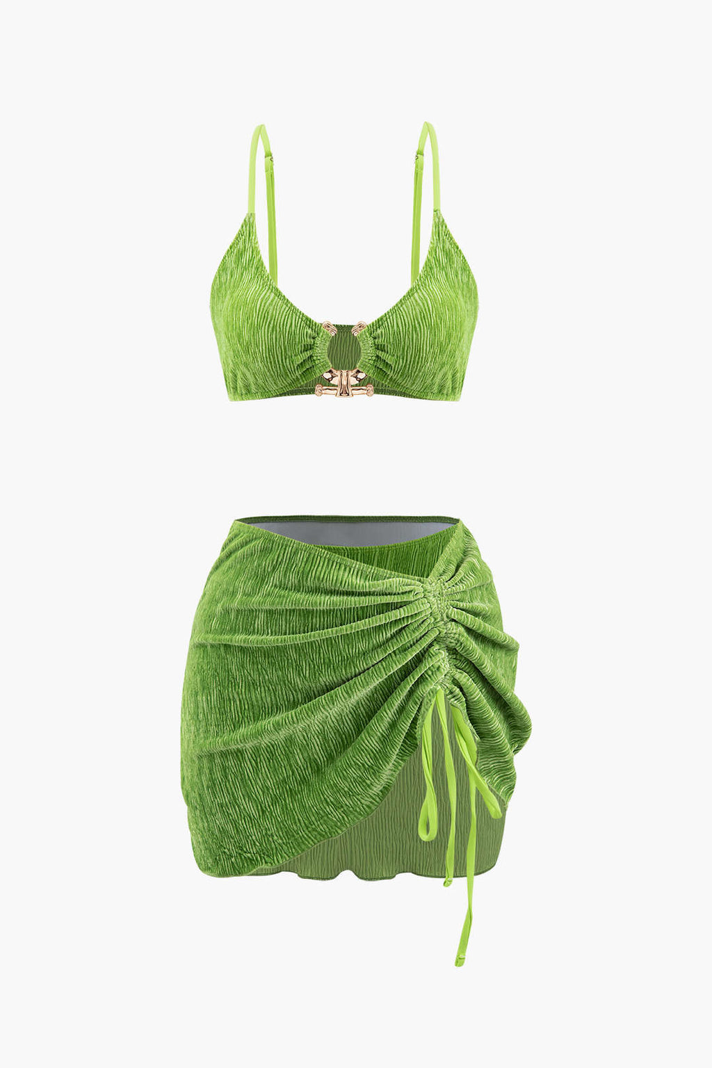 Pharıssa Yeşil Dokulu Bikini & Pareo Takımı