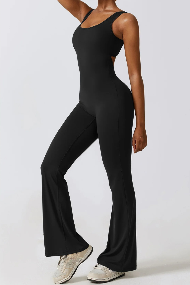 Pharıssa Espresso Sculpt Flare Jumpsuit
