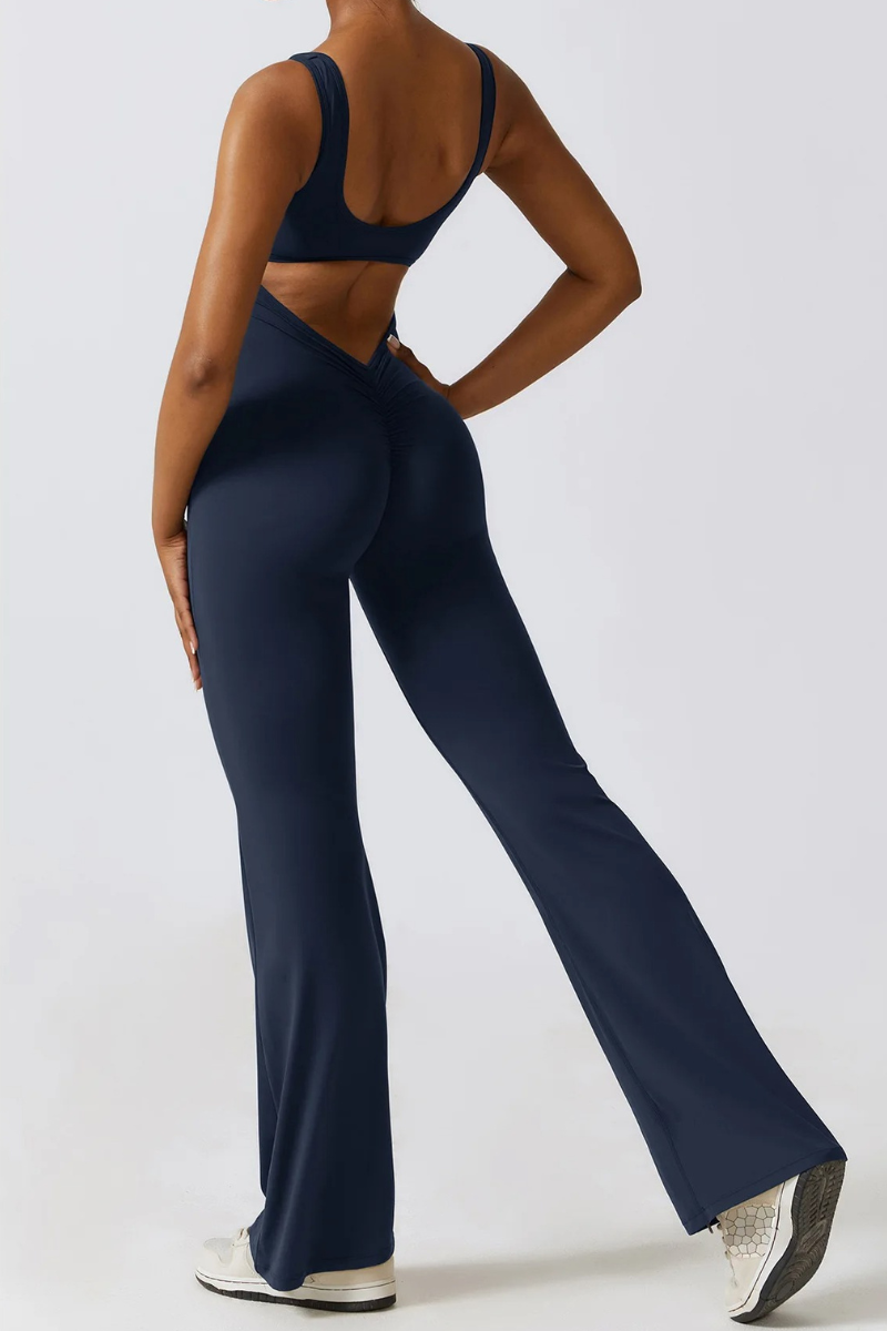 Pharıssa Espresso Sculpt Flare Jumpsuit