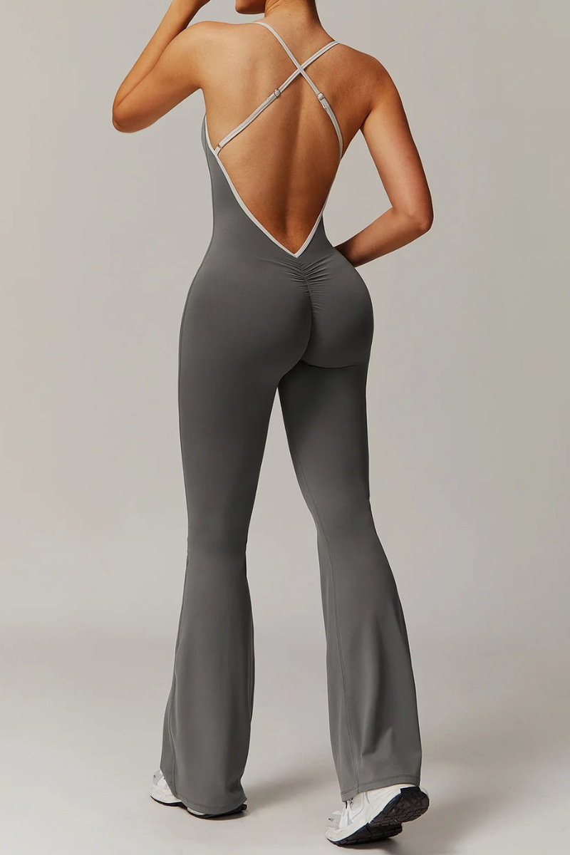 Pharıssa Midnight Contrast Flare Jumpsuit