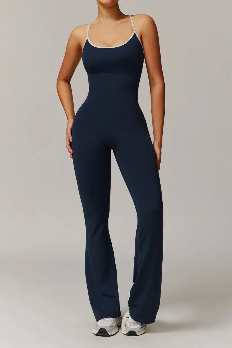 Pharıssa Midnight Contrast Flare Jumpsuit