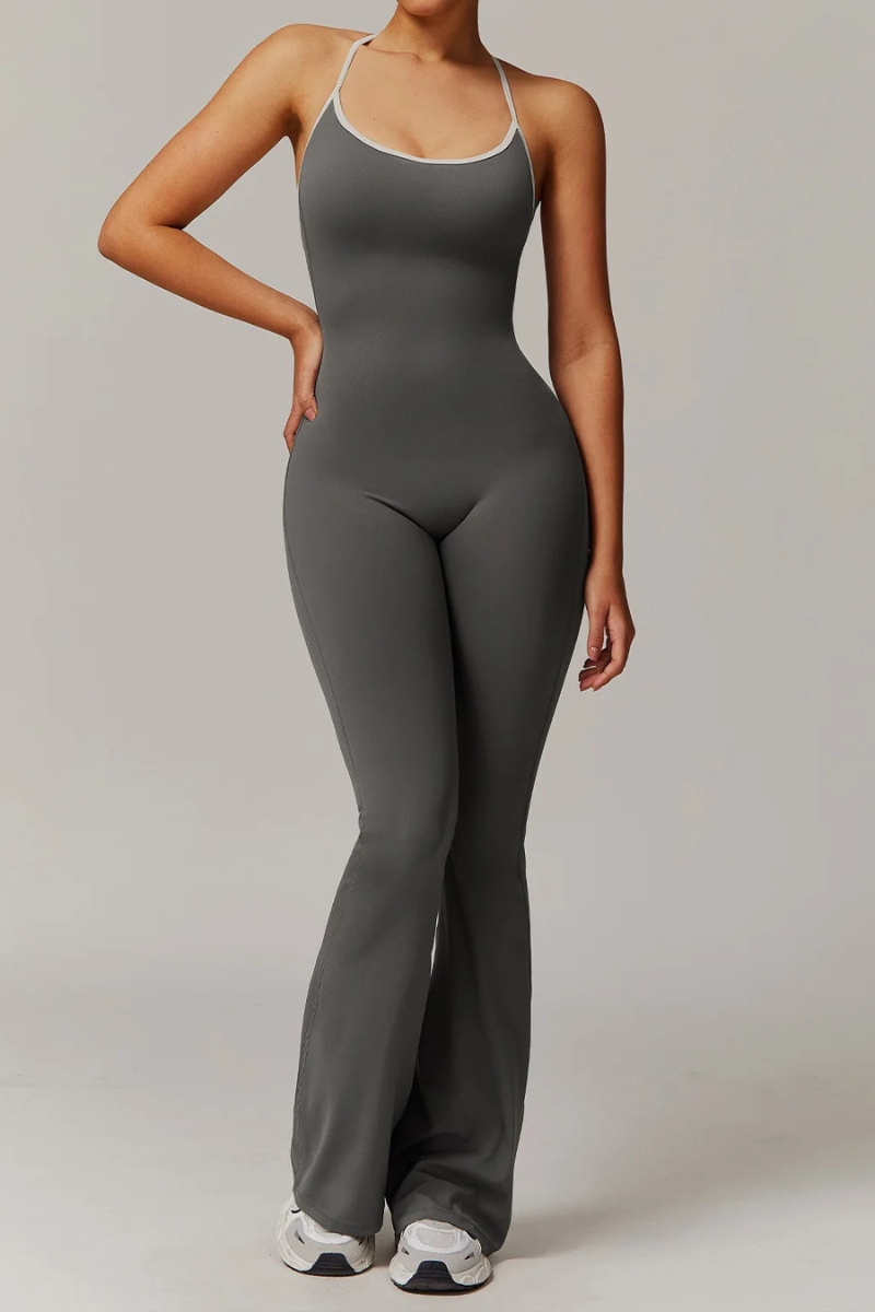 Pharıssa Midnight Contrast Flare Jumpsuit