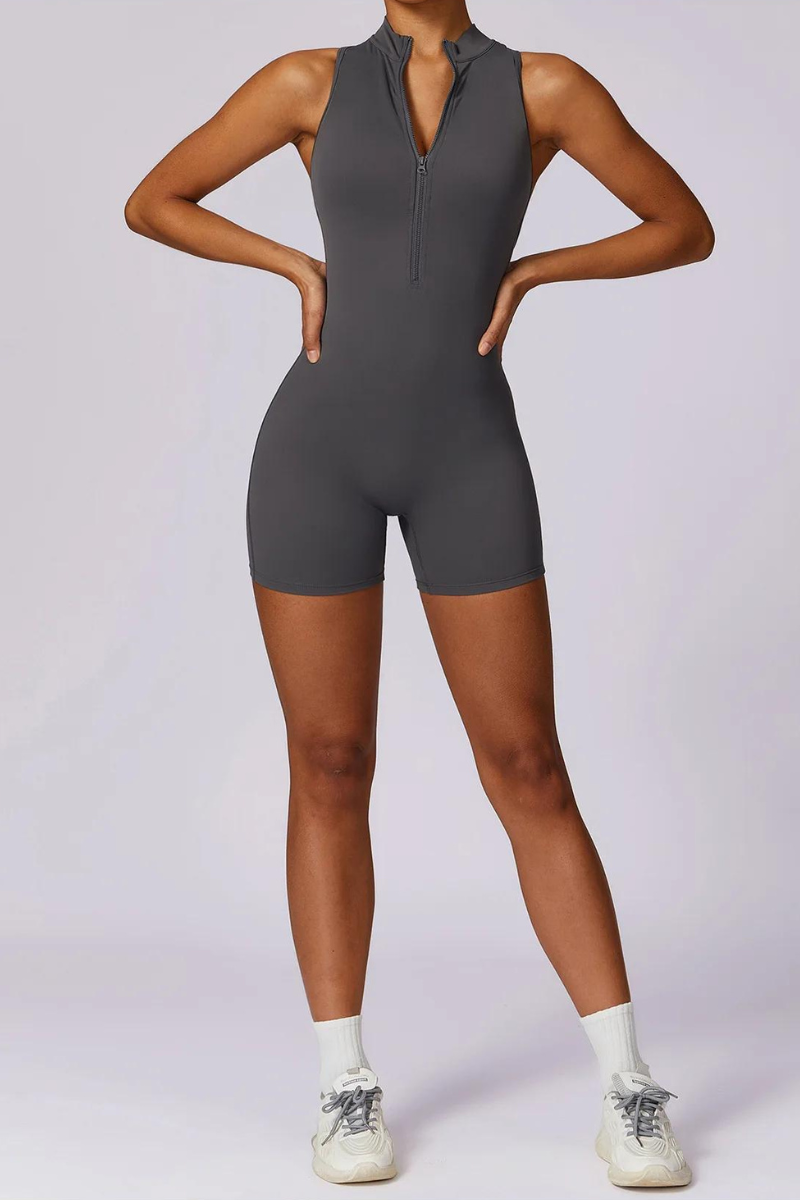 Pharıssa Graphite Zip Sculpt Romper