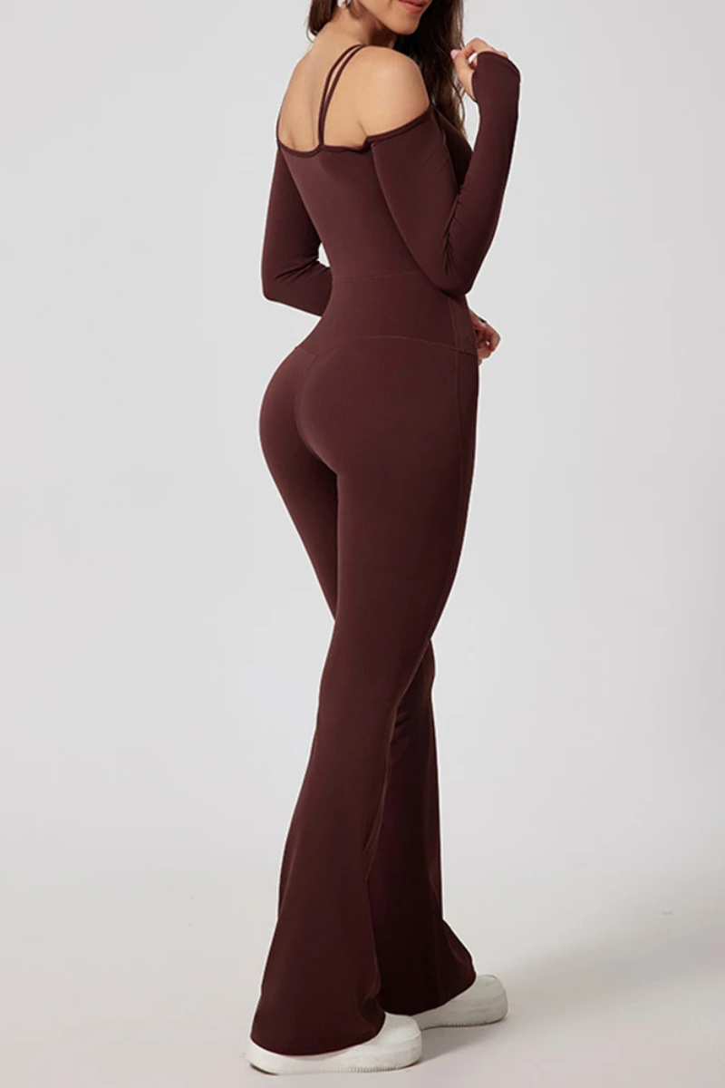 Pharıssa Midnight Off-Shoulder Flare Jumpsuit