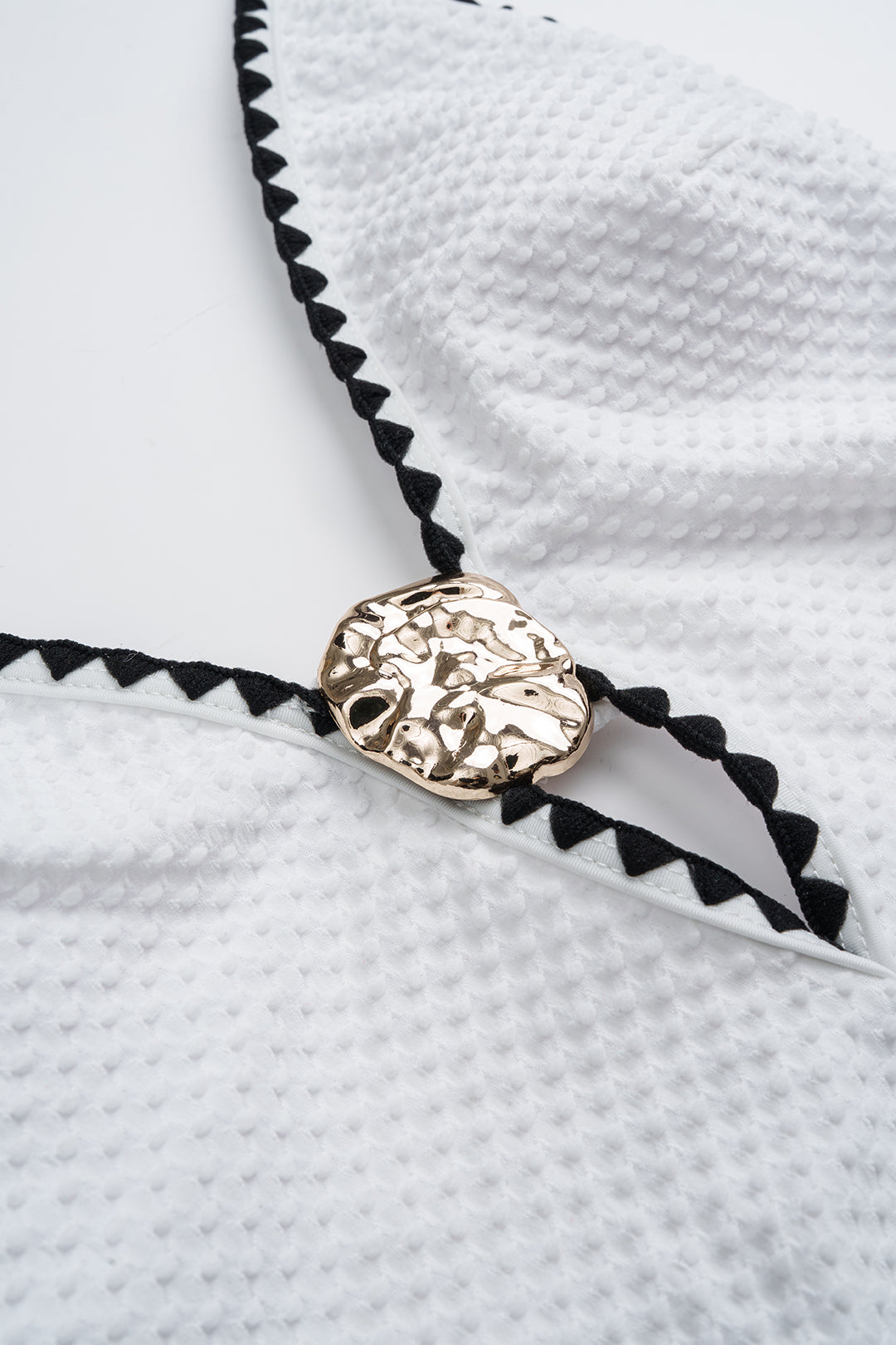 Pharıssa Siyah Beyaz Gold Halter Mayo