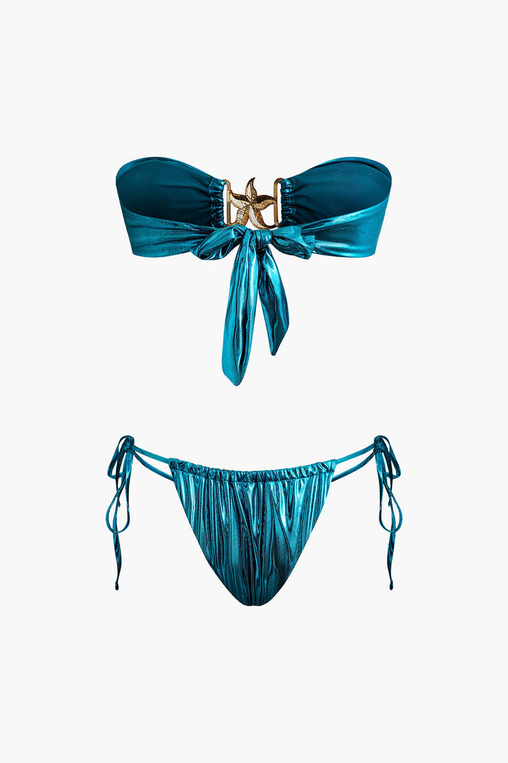 Pharıssa Turkuaz Metalik Bandeau Bikini