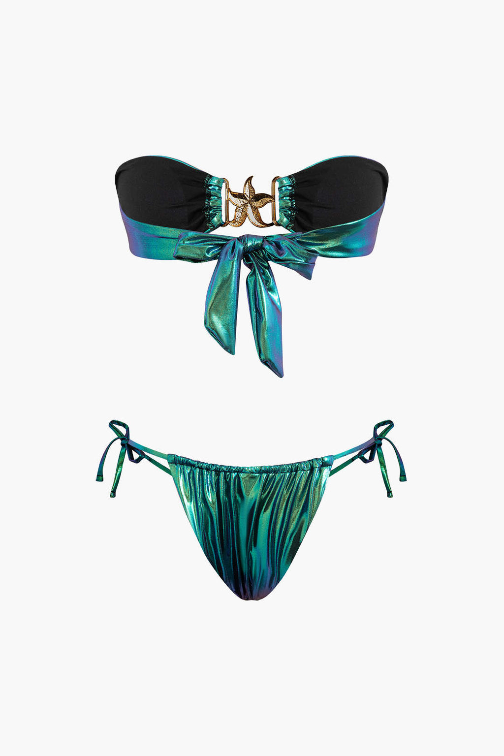 Pharıssa Turkuaz Metalik Bandeau Bikini
