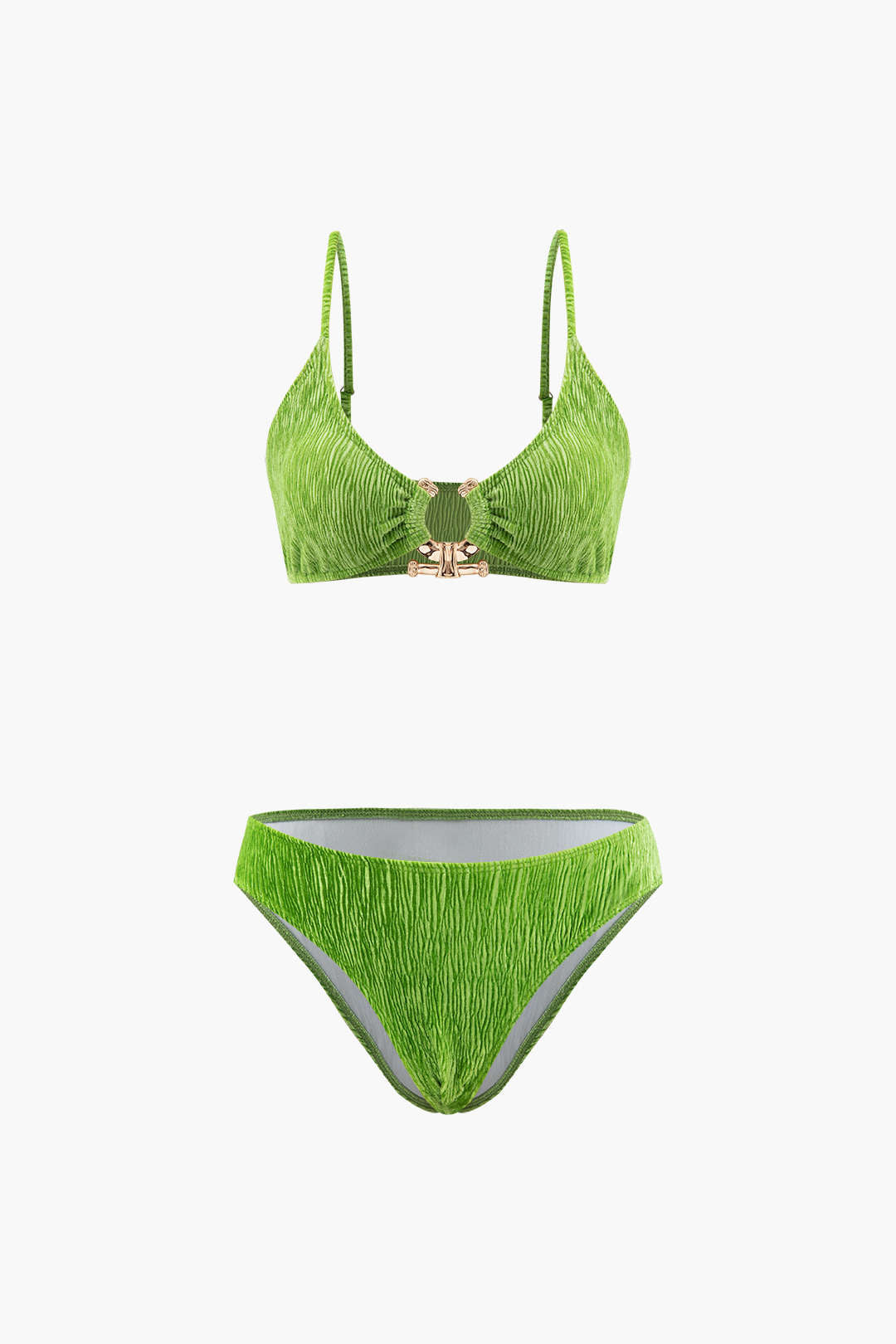 Pharıssa Yeşil Dokulu Bikini & Pareo Takımı