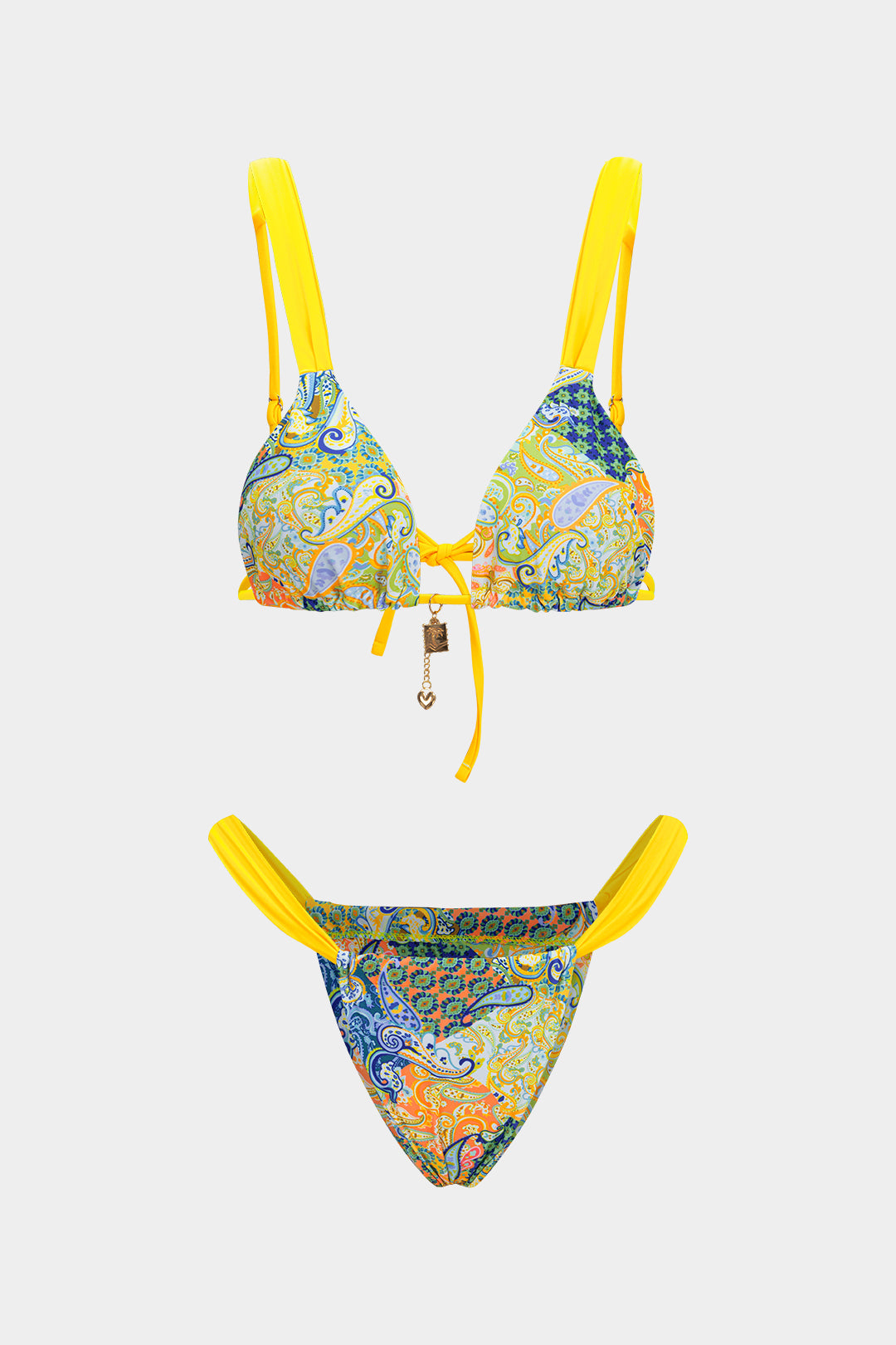Pharıssa Paisley Print Tie-Up Bikini Set