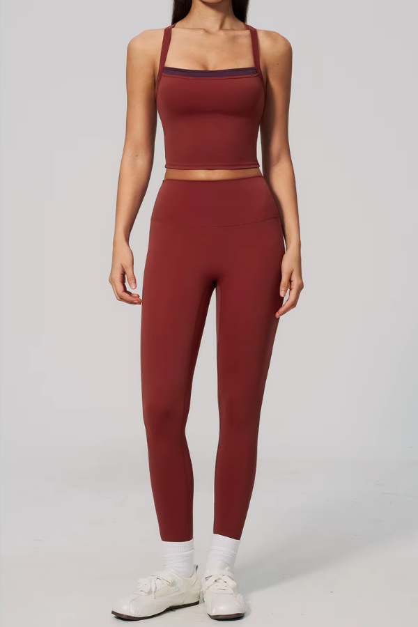 Pharıssa Berry Contrast Sculpt Legging Set