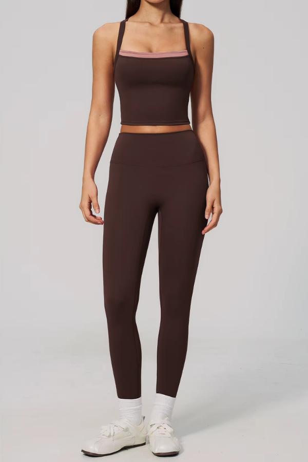 Pharıssa Berry Contrast Sculpt Legging Set