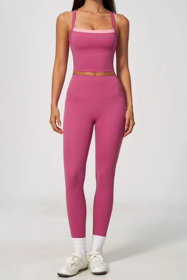 Pharıssa Berry Contrast Sculpt Legging Set