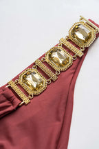 Pharıssa Bordo Gold Taşlı Bikini Takımı