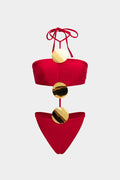 Pharıssa Kırmızı Gold Halter Bikini Takımı