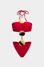 Pharıssa Kırmızı Gold Halter Bikini Takımı
