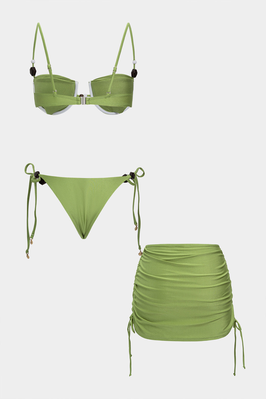 Pharıssa Beaded Ruched Bikini Set
