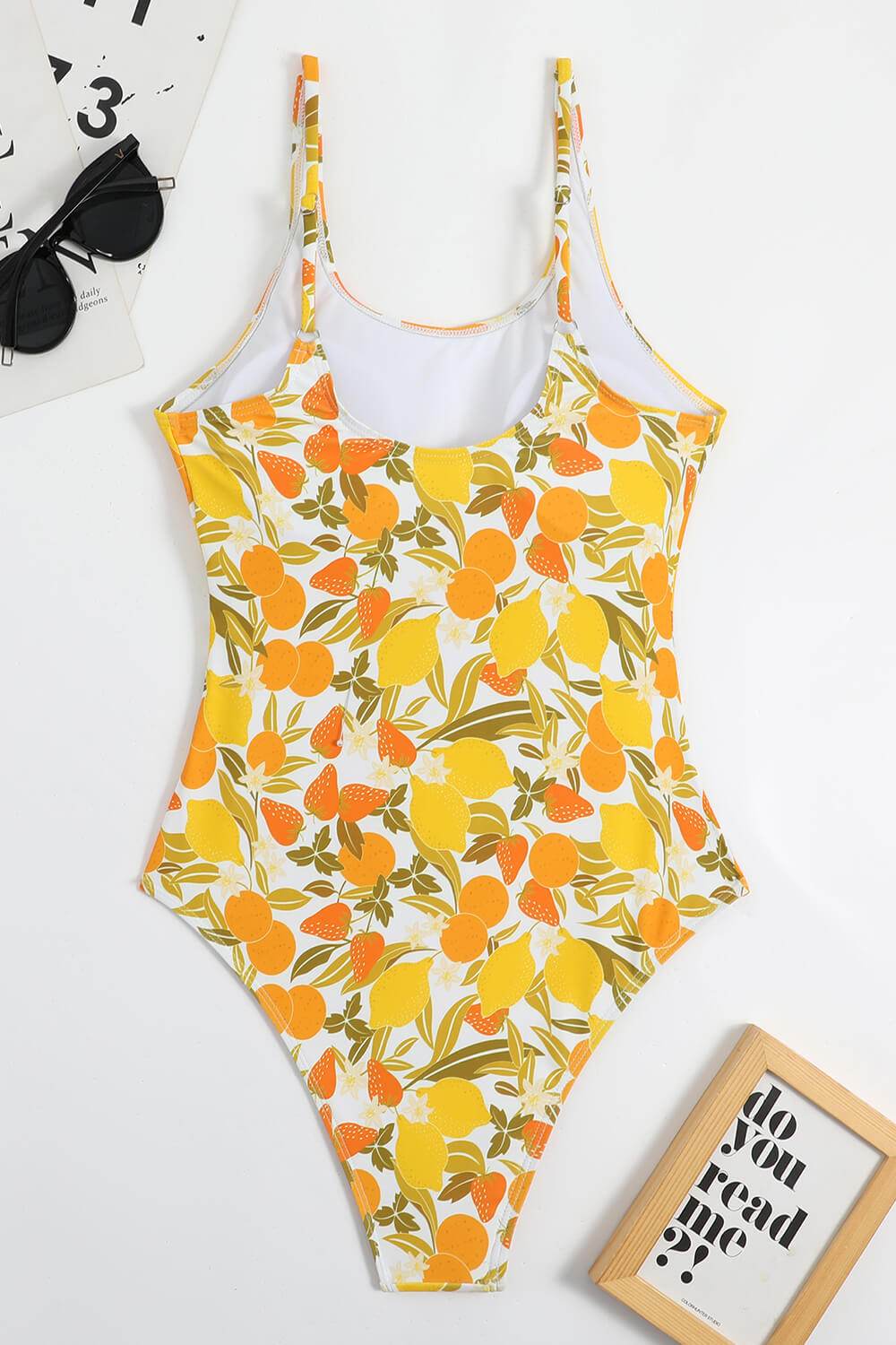 Pharıssa Lemon Print Scoop Neck One Piece Swimsuit