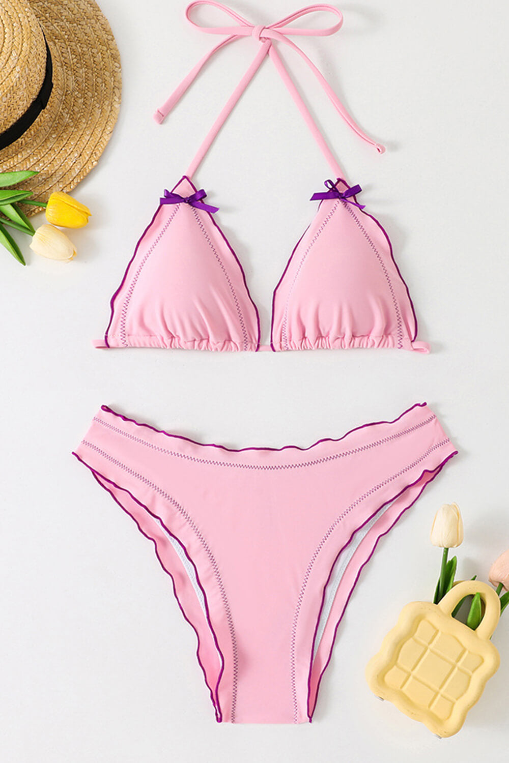 Pharıssa Fırfır Detaylı Halter Üçgen Bikini Takımı
