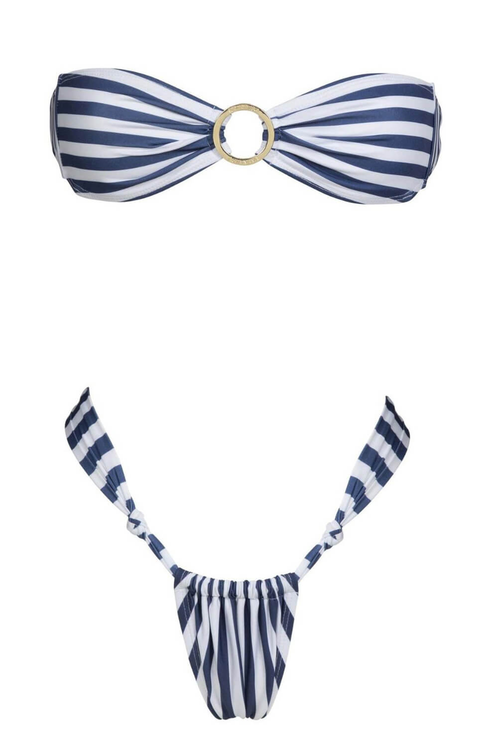 Pharıssa Lacivert Çizgili Halka Detaylı Bandeau Bikini Takımı