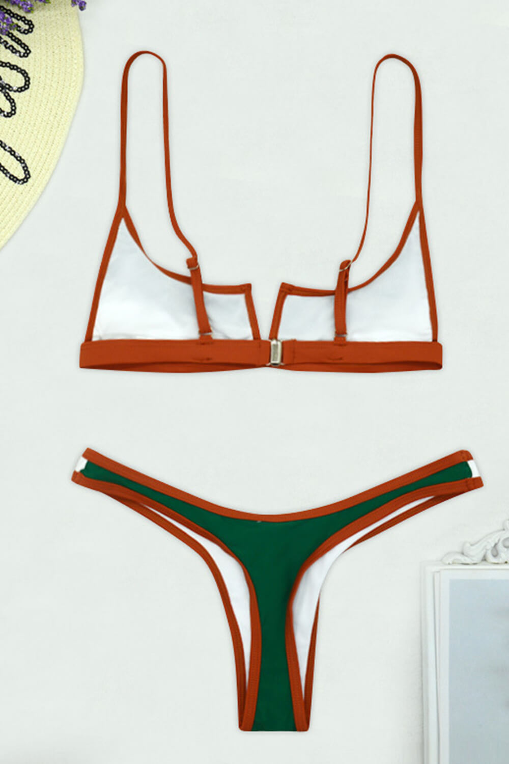 Pharıssa Renk Bloklu V Balenli Bikini Takımı
