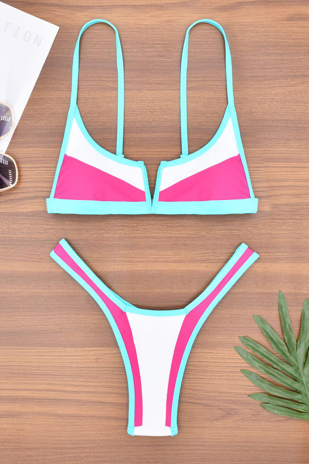 Pharıssa Renk Bloklu V Balenli Bikini Takımı