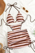 Pharıssa Multi Stripe Beaded Bikini & Mini Skirt Set